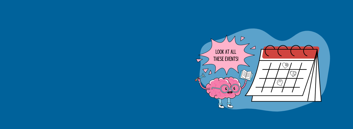 illustration of happy brain looking at calendar